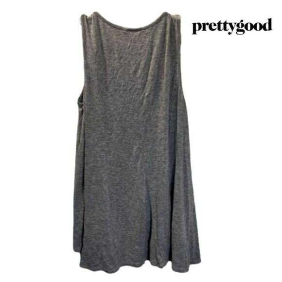 Pretty Good Women's Scoop Flower Accent Neckline Sleeveless Loose Flowy - Picture 2 of 6